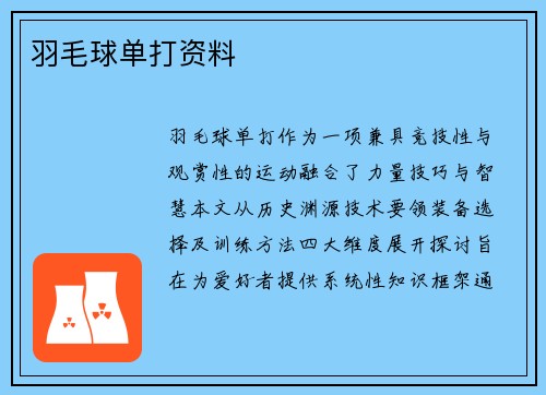 羽毛球单打资料
